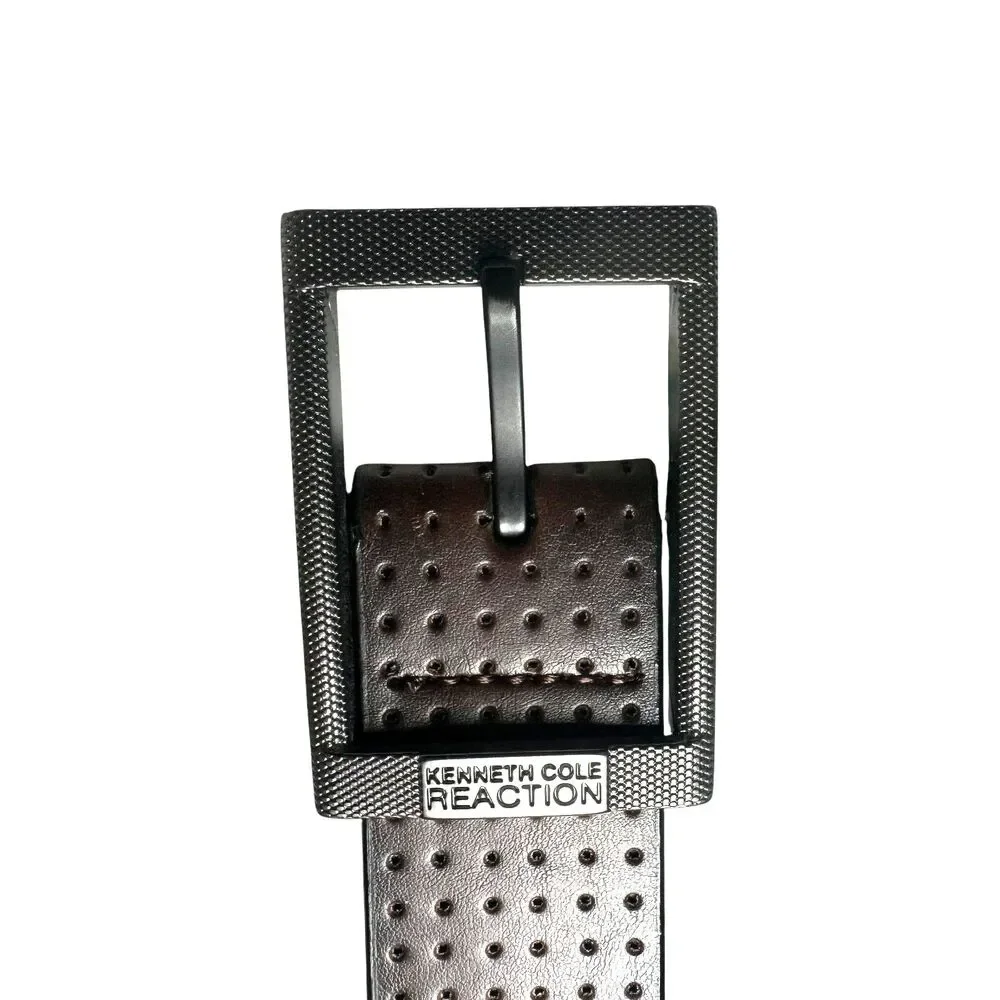 Kenneth Cole Reaction Ombré Perforated Belt Metal Buckle Men's Size 40 Brown